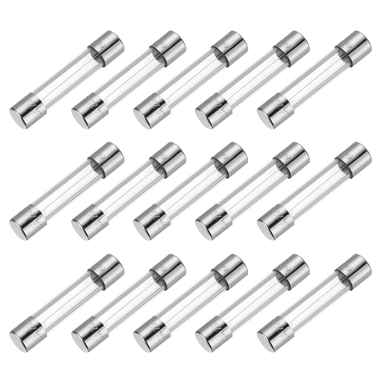 sourcing map 3A 250V 5x20mm Time Delay Glass Fuse UL Listed Slow Blow Fuse for Home Appliances(Pack of 15)
