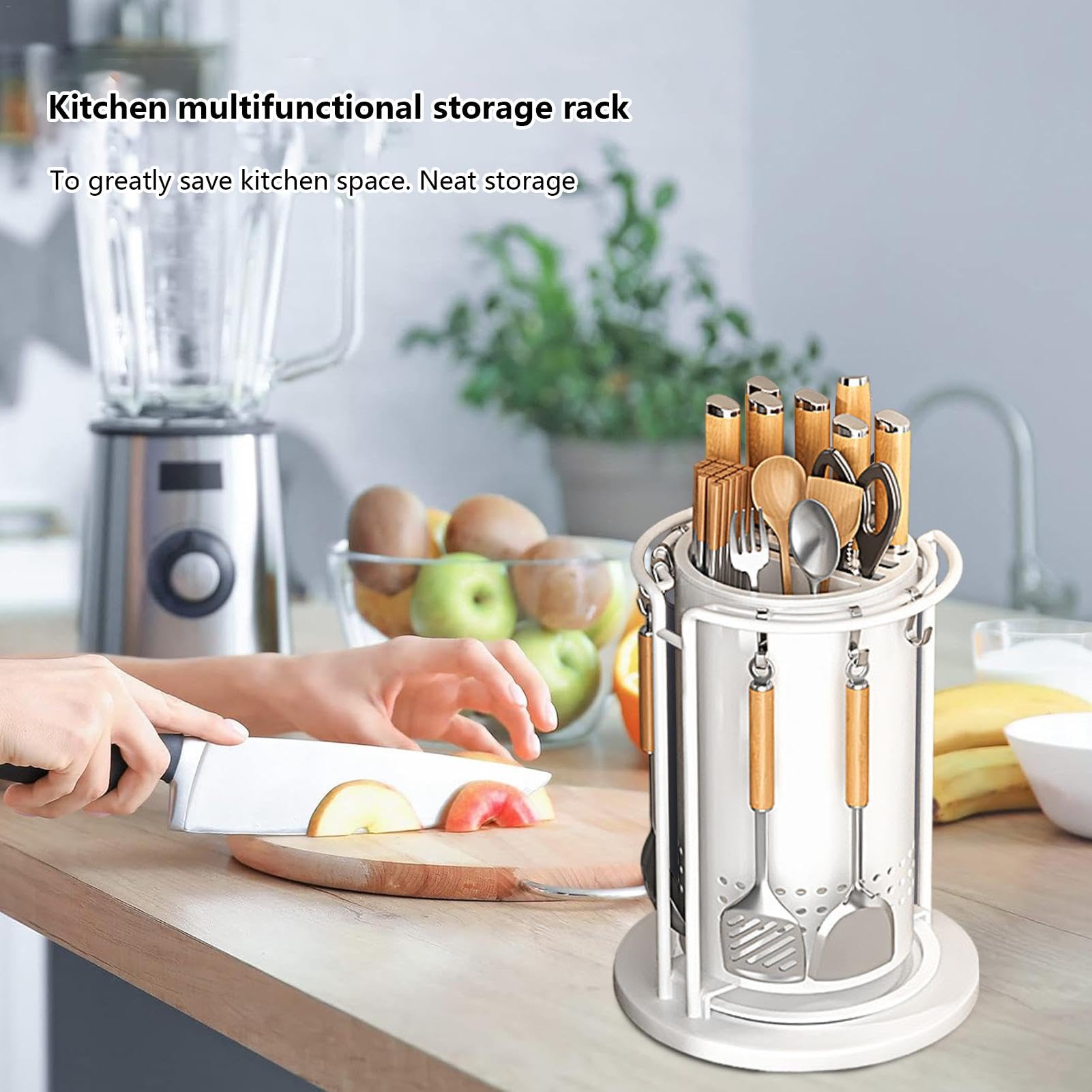 Support rotatif pour coupe-cuisine | Support de rangement rotatif pour argenterie | Organisateur d'ustensiles de cuisine | Support de rangement pour spatule rotatif, support pour coupe-cuisine avec cr | argenterie | Organisateur d'ustensiles de cuisine |