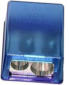 Kum 103.20.21 Mikro 2-in-1 Magnesium 2-Hole Rectangular Pencil Sharpener with Small Waste Container, Colors Vary