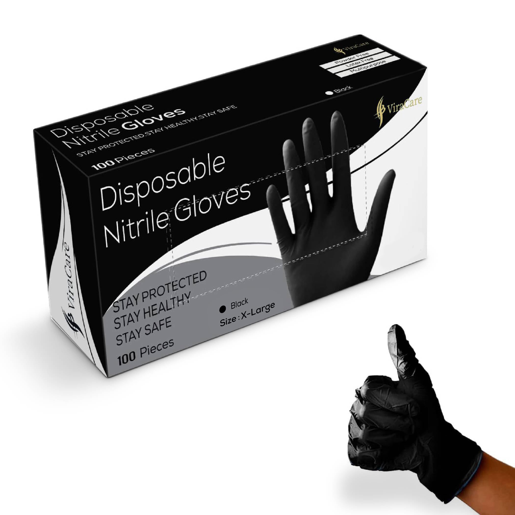 500 x Black Disposable Gloves | Black Nitrile Gloves | Latex free Gloves | Powder Free Gloves | Black Gloves Disposable | Strong And Non-Sterile (5 Packs of 100, X Large)
