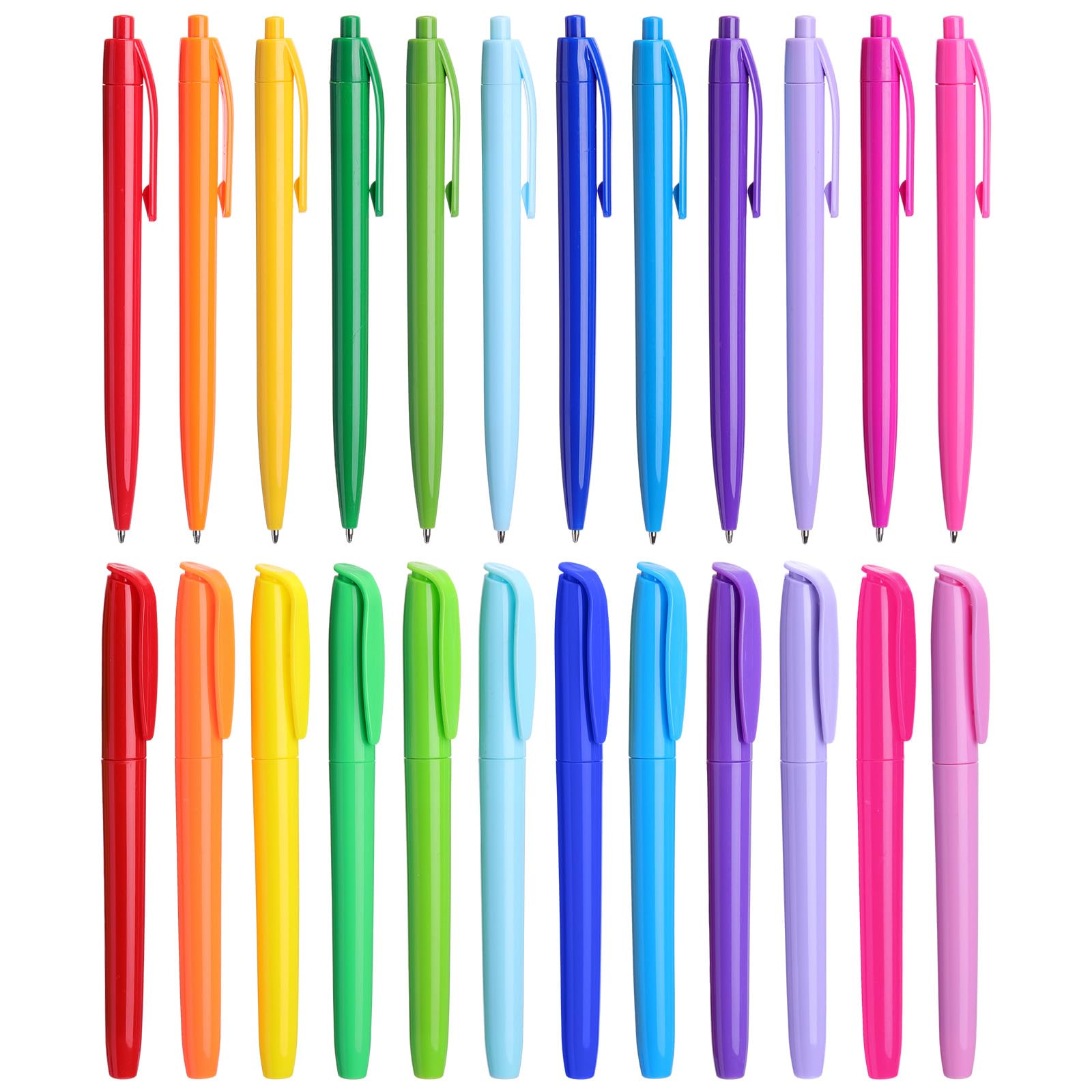 Maitys 24 Pcs Ballpoint Pen and Highlighter Multicolor Set, Fine Point Black Ink Click Gel Pens with Matching Pastel &amp; Vibrant Highlighters for School Office Note Taking Journaling Art Study Supplies