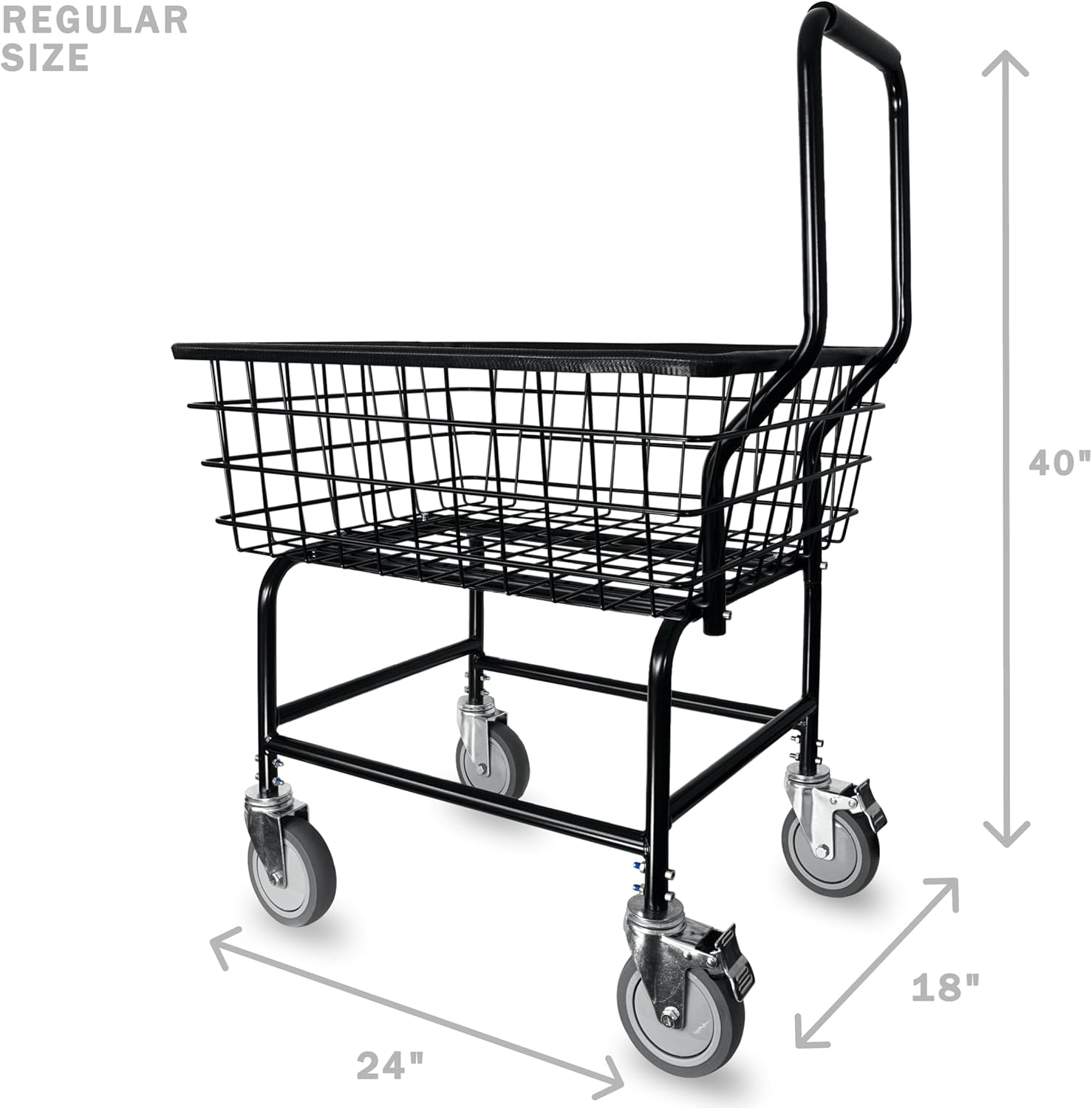 LVP Work Horse Commercial Laundry Cart with Removable Handle (Black, Regular)