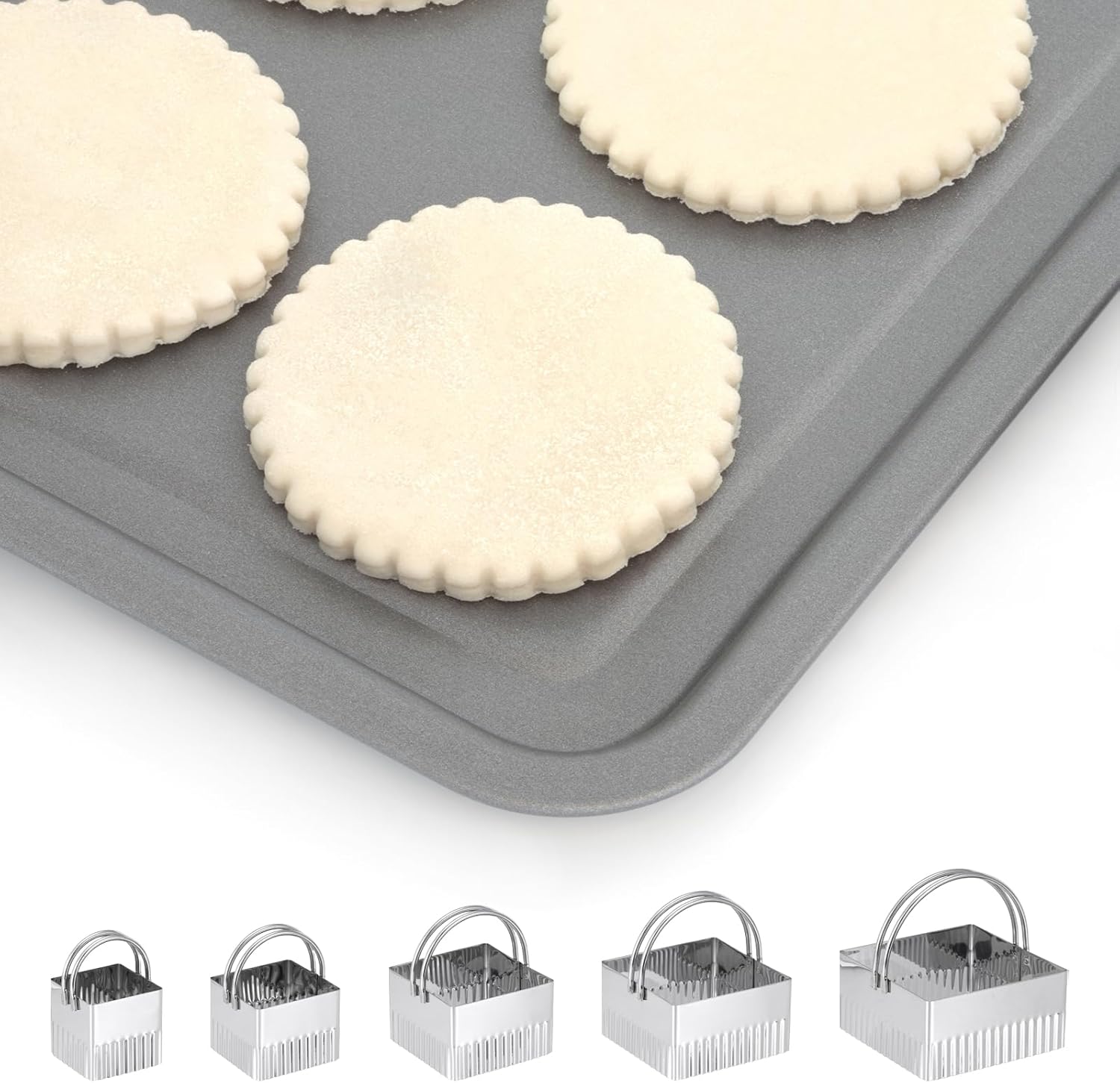 HARFINGTON (ハーフィントン) スクエアビスケットカッター ハンドルセット ステンレススチールクッキー生地カッターツール