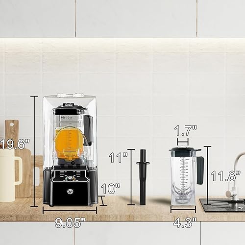 Miniatura 7 de Licuadora comercial para batidos con escudo silencioso, motor de 2.5 HP, hoja de acero inoxidable, jarra de 80 onzas para batidos, batidos,