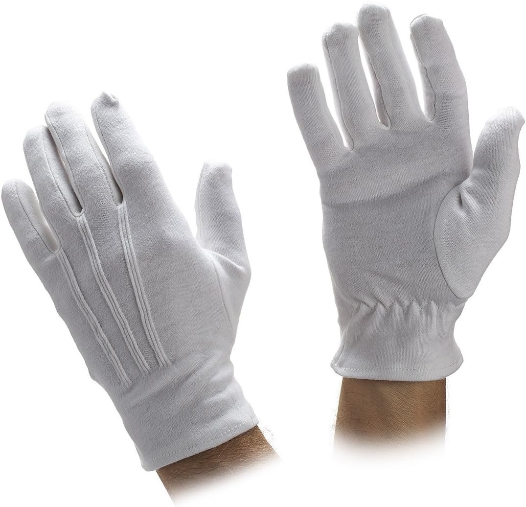 White Cotton Gloves. Black Cotton Gloves