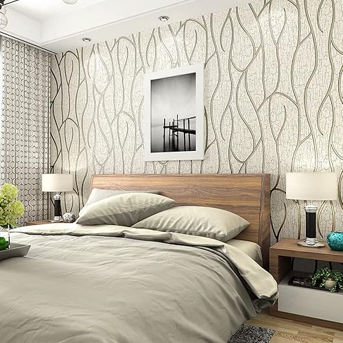 Vista 16 de Q QIHANG Moderno y minimalista no tejido grueso en relieve 3D para TV pared TV fondo de pared sala de estar dormitorio papel tapiz 1.73 pies