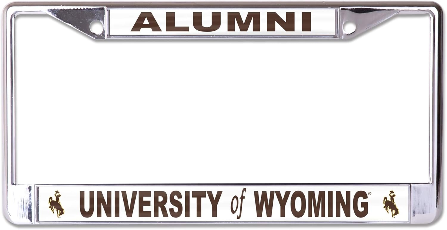 University of Wyoming Alumni On White Chrome License Plate Frame