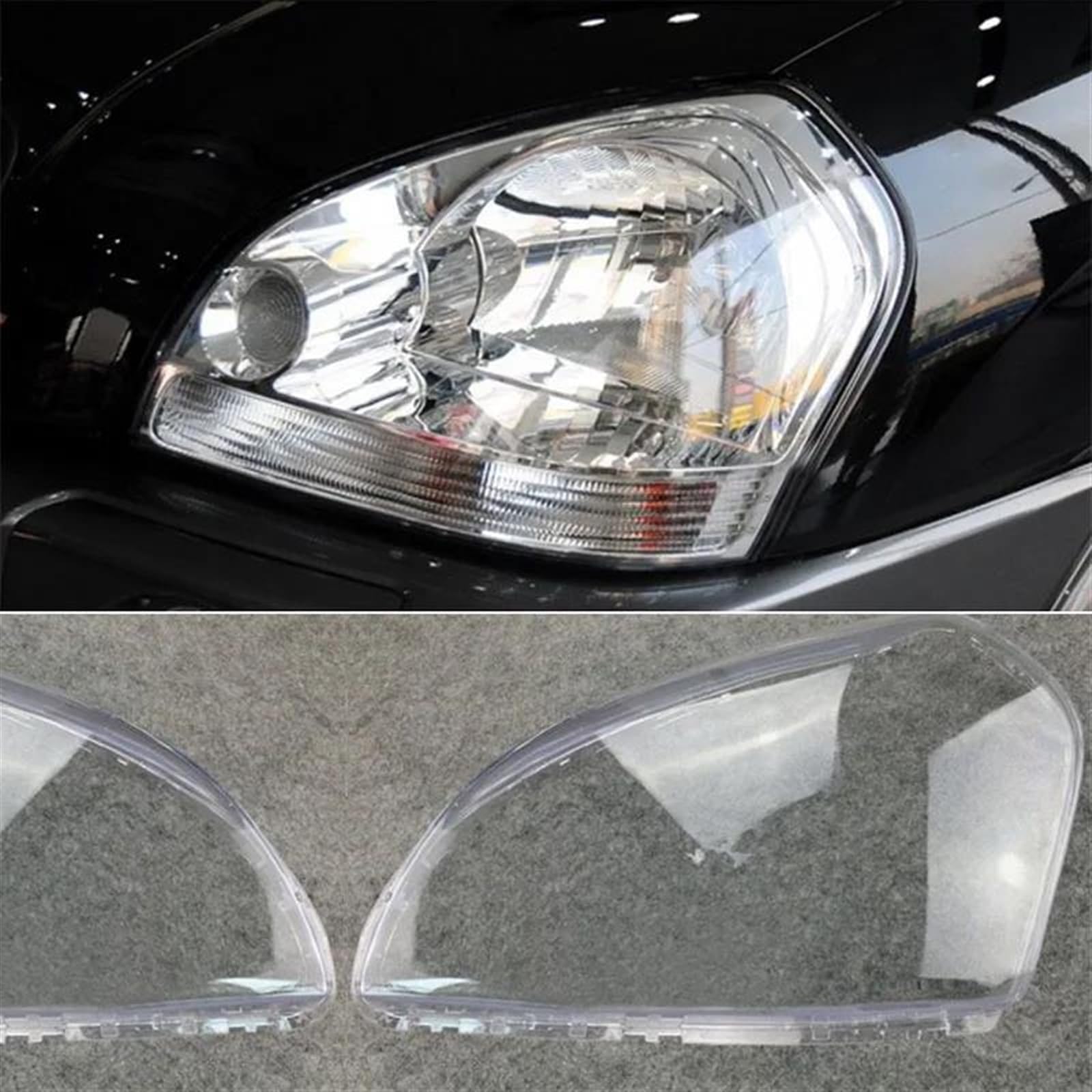 Headlight ​Lens 1 Pair Car Headlight Headlamp Clear Lens Shell Cover Left & Right For HYUNDAI For TUCSON 2005-2009 Lampshade