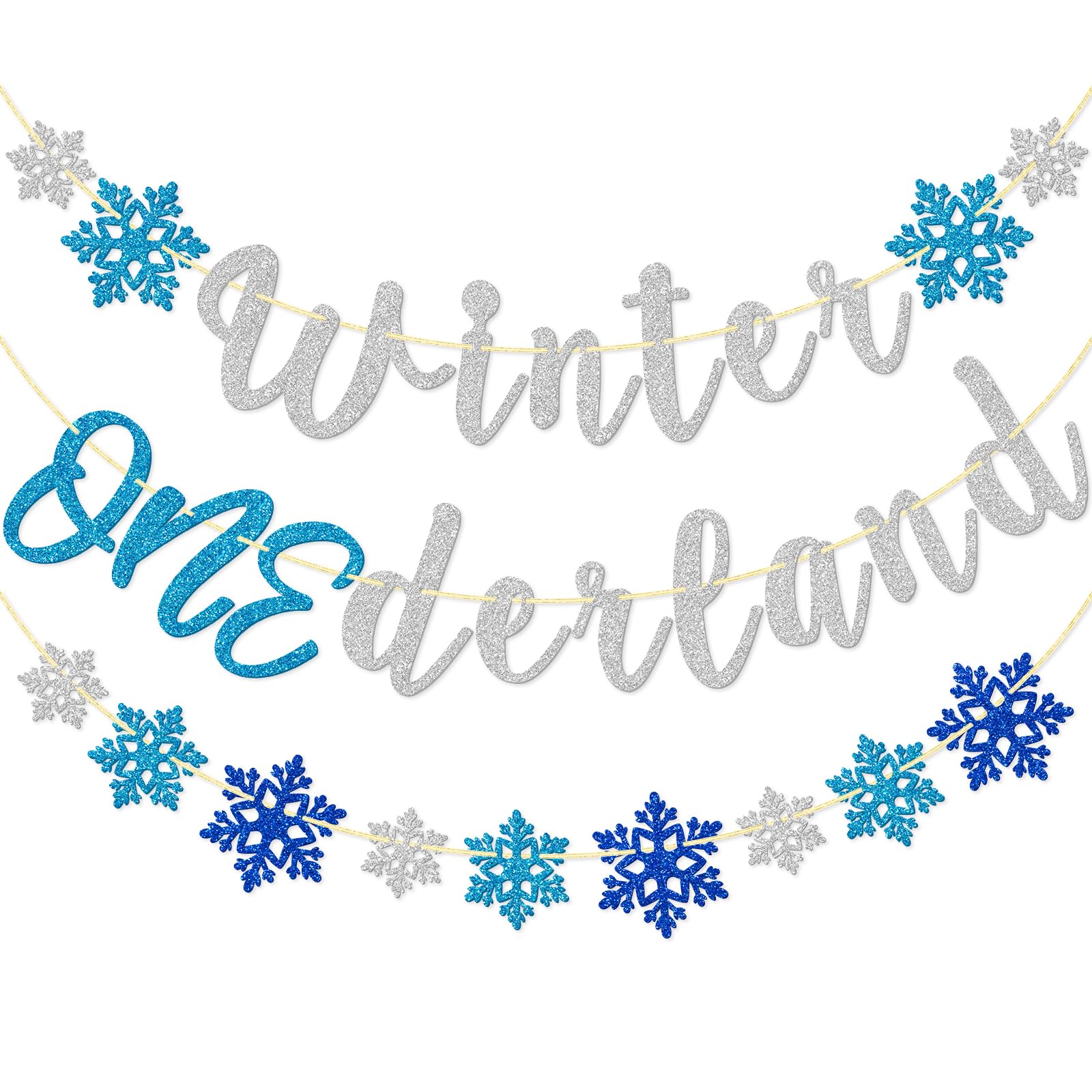StarryOcean Winter Onederland Banner – Für 1. Geburtstag, Blau-silber Mit Schneeflocken