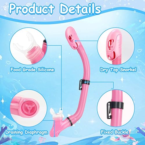 Miniatura 5 de Snorkeling Gear for Kids, Mask Fins Snorkel Set for Kid Panoramic View Diving Mask Anti-Fog Anti-Leak Dry Top Snorkel and Dive Flippers with Travel