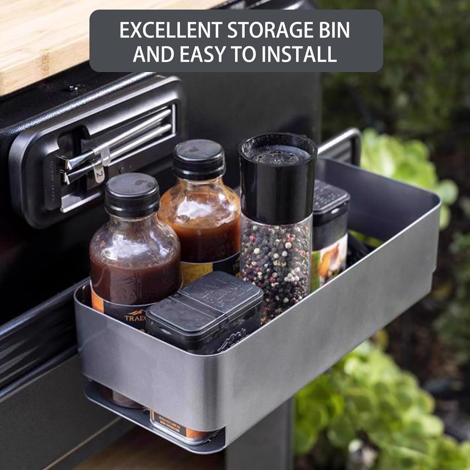 BAC612 P.A.L. Pop-and-Lock Storage Bin Grill Replacement Parts for Traeger Timberline Ironwood Timberline XL Ironwood XL Silverton XL Flatrock Storage Side Basket Pellet Grill Parts Accessories BAC642