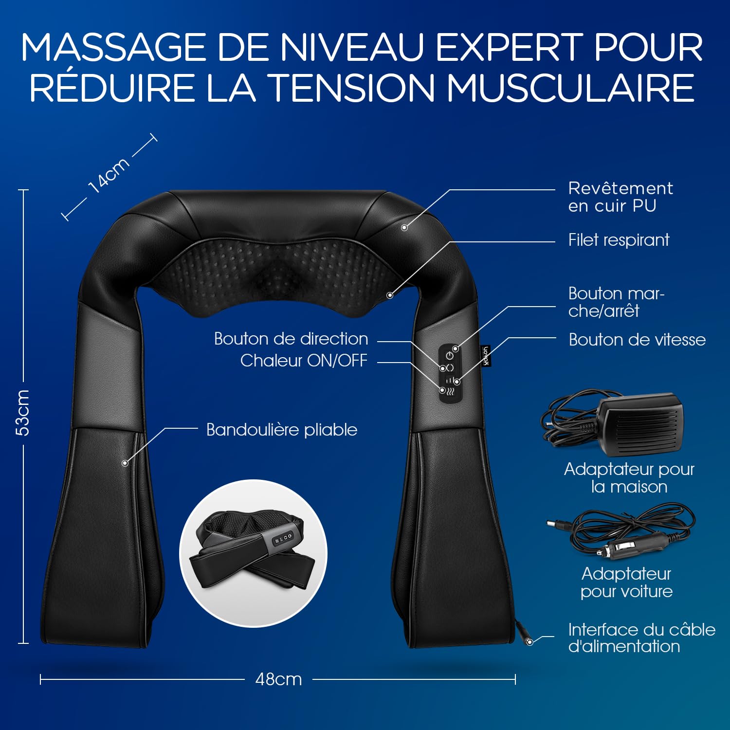 VOYOR-HEALTH Masseur Dos et Cervicales Masseur Shiatsu Chauffant PJ100