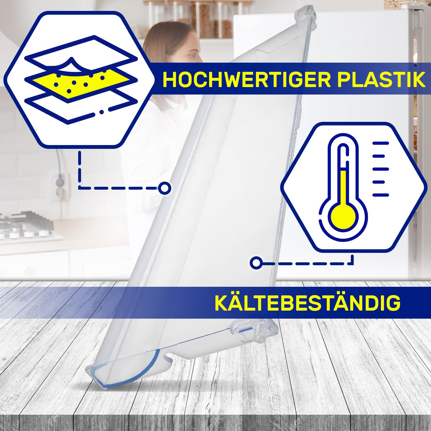 Vorderseite des Ablage im Gefrierfach 450x205x27 mm mit dem Originalcode C00386406 für Whirlpool - Garantie 10 Jahre - MONTERAL