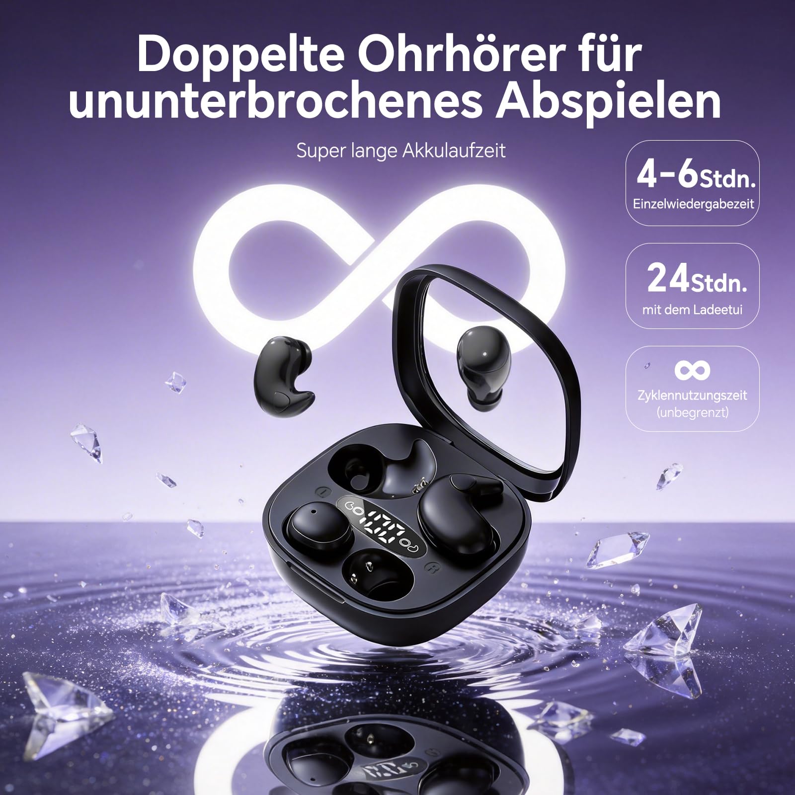 2 pares de mini auriculares invisibles inalámbricos Bluetooth para orejas pequeñas | Auriculares para dormir de lado para dormir de lado, auriculares inalámbricos Bluetooth para dormir