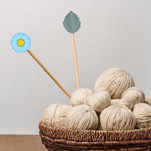 Miniatura 6 de 8 tapones de aguja de tejer de silicona, protector de punta de aguja de flores y hojas, tapas de punta de margarita colorida, cubierta de extremo de