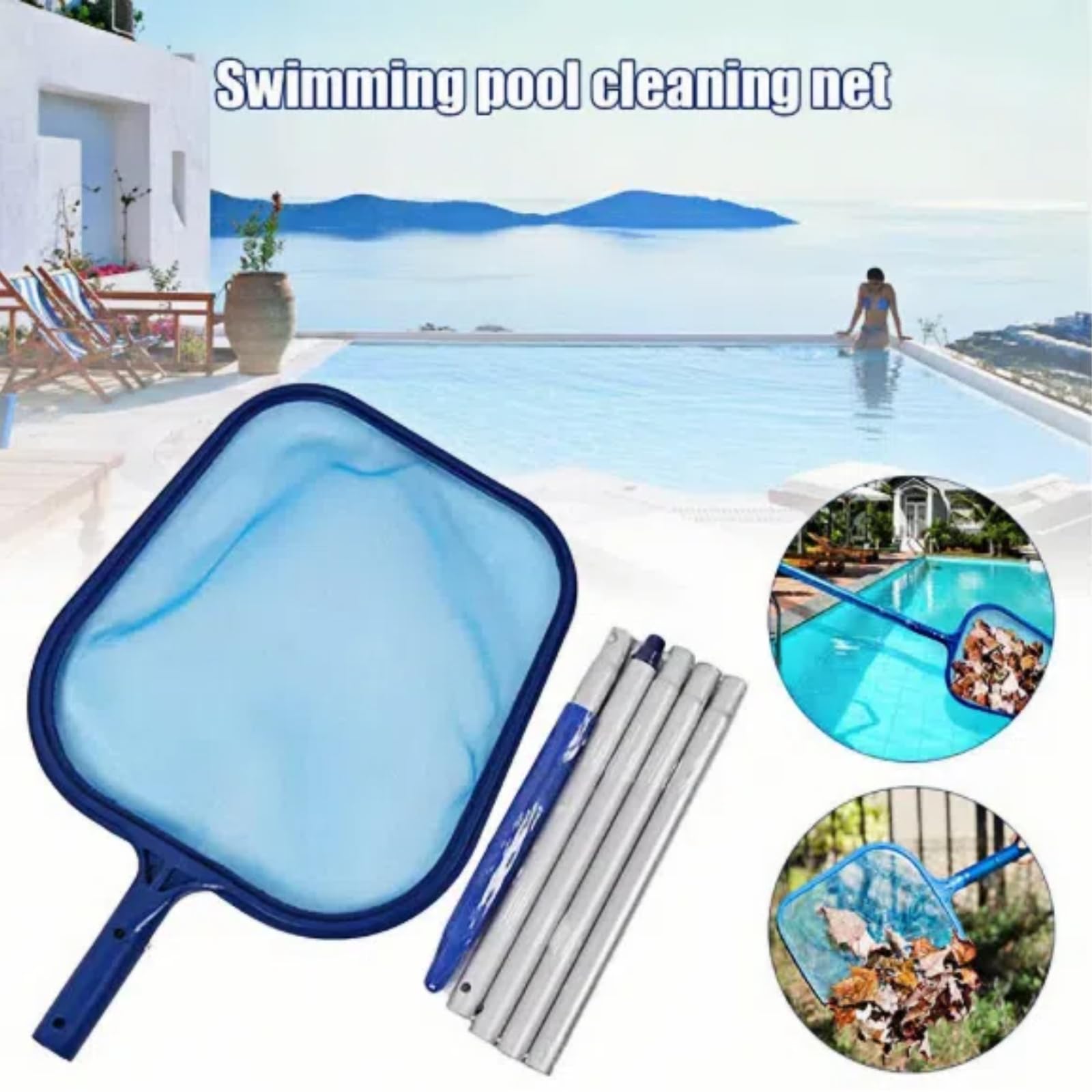 Retino Piscina - Retino per Piscina 120CM Rete a Maglia Fine per Foglie con Asta Telescopica in Alluminio per Pulizia Piscina Spa Stagni e Acquari da Foglie e Detriti