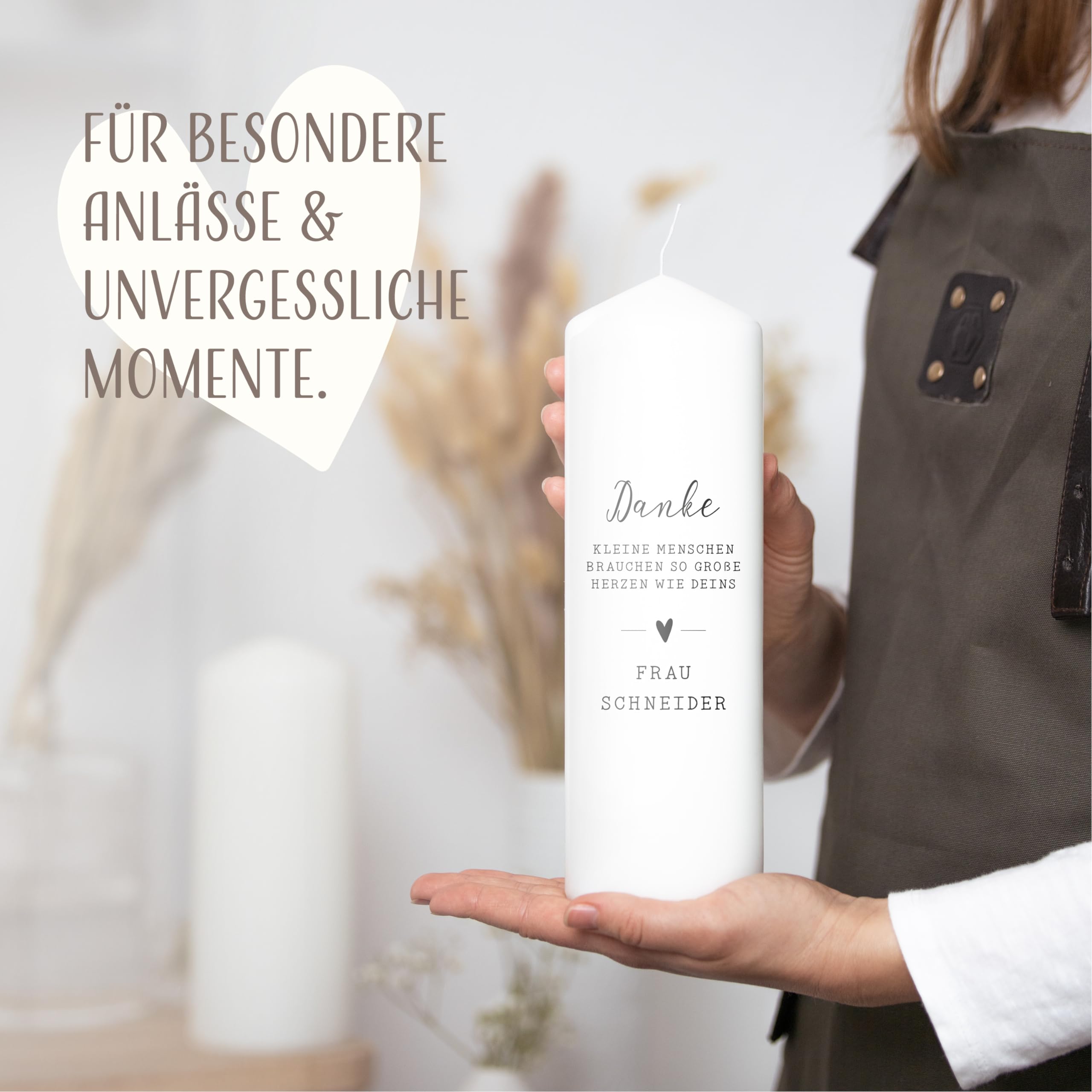 AMARI ® Dankeskerze Dankeslicht (002.03.01) H:25cm personalisiert - Individuelle Kerze mit Namen und Botschaft - Geschenk als Dankeschön - Danke