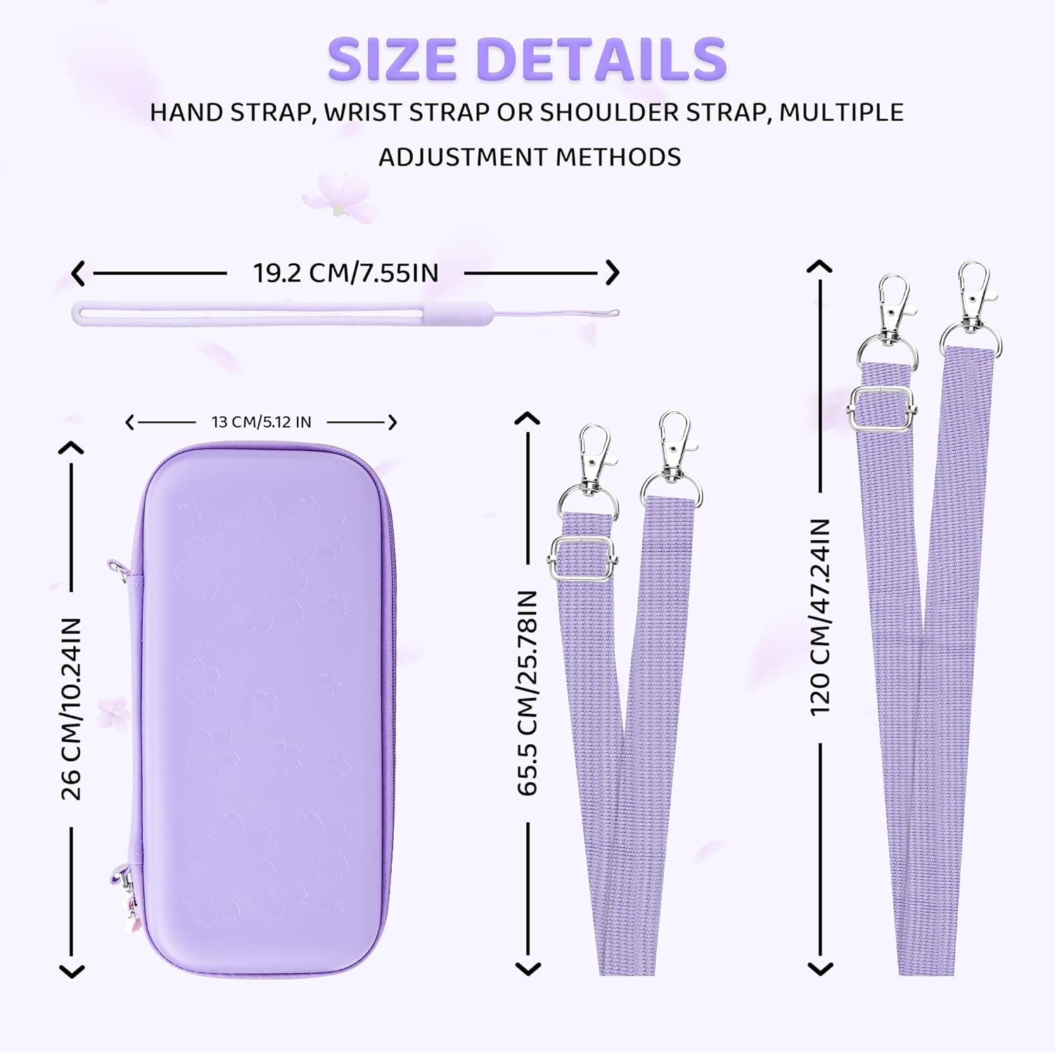 FANPL Case bundle for Nintendo Switch OLED Accessories, Carrying Case for Switch OLED and JoyCon Controller with Hard Flip Protective Case and Screen protector, 4 Thumb Grips, Shoulder Strap (Purple) - Image 4