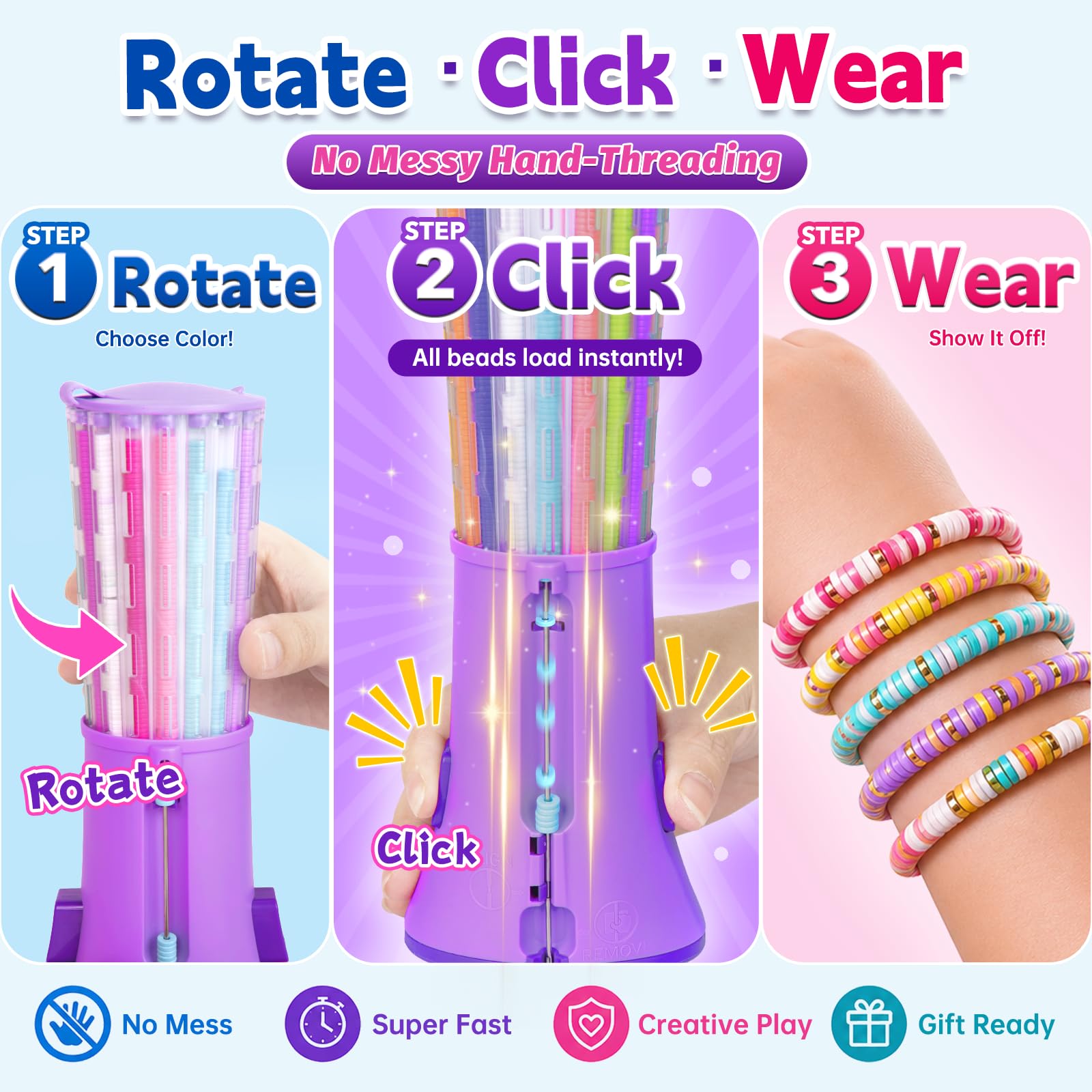 Heishi Kit de fabrication de bracelets avec toupie à perles, plus de 2 600