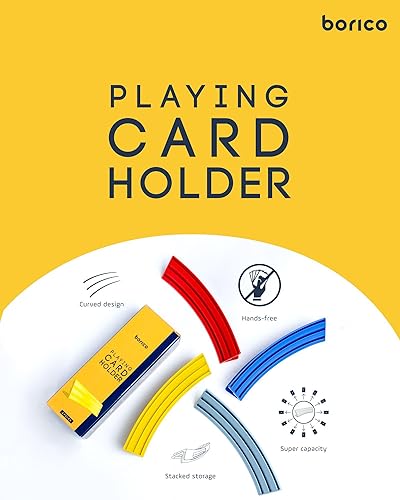 Miniatura 4 de BORICO Tarjeteros para jugar a las cartas, paquete de 4 portacartas para niños y adultos, bandeja apilable de almacenamiento para pacientes con