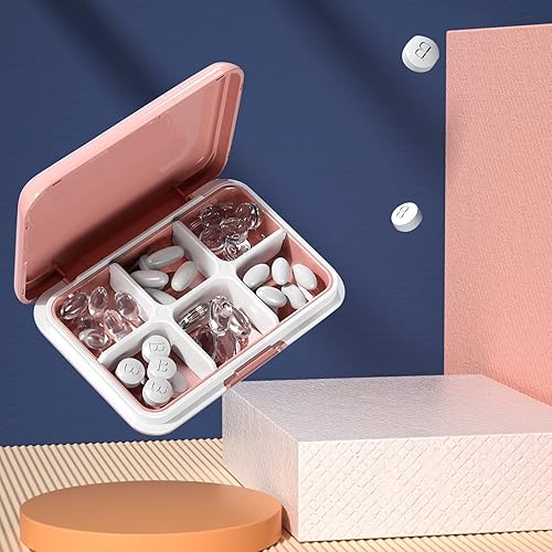 Vista 45 de Pastillero organizador de pastillas impermeable de 4 compartimentos, caja de medicina portátil de viaje, contenedor de píldoras sin BPA para Negro