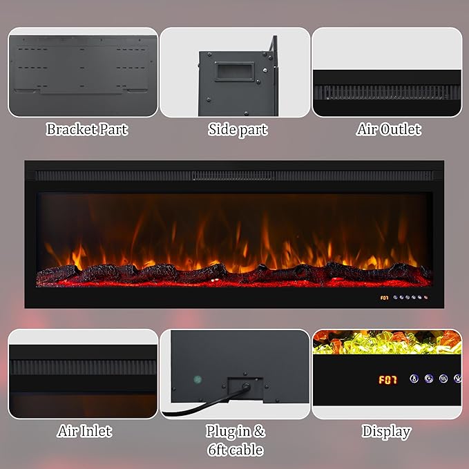 Chimenea Eléctrica WEKA 60" con App, Control Remoto y Pantalla Táctil miniatura 5