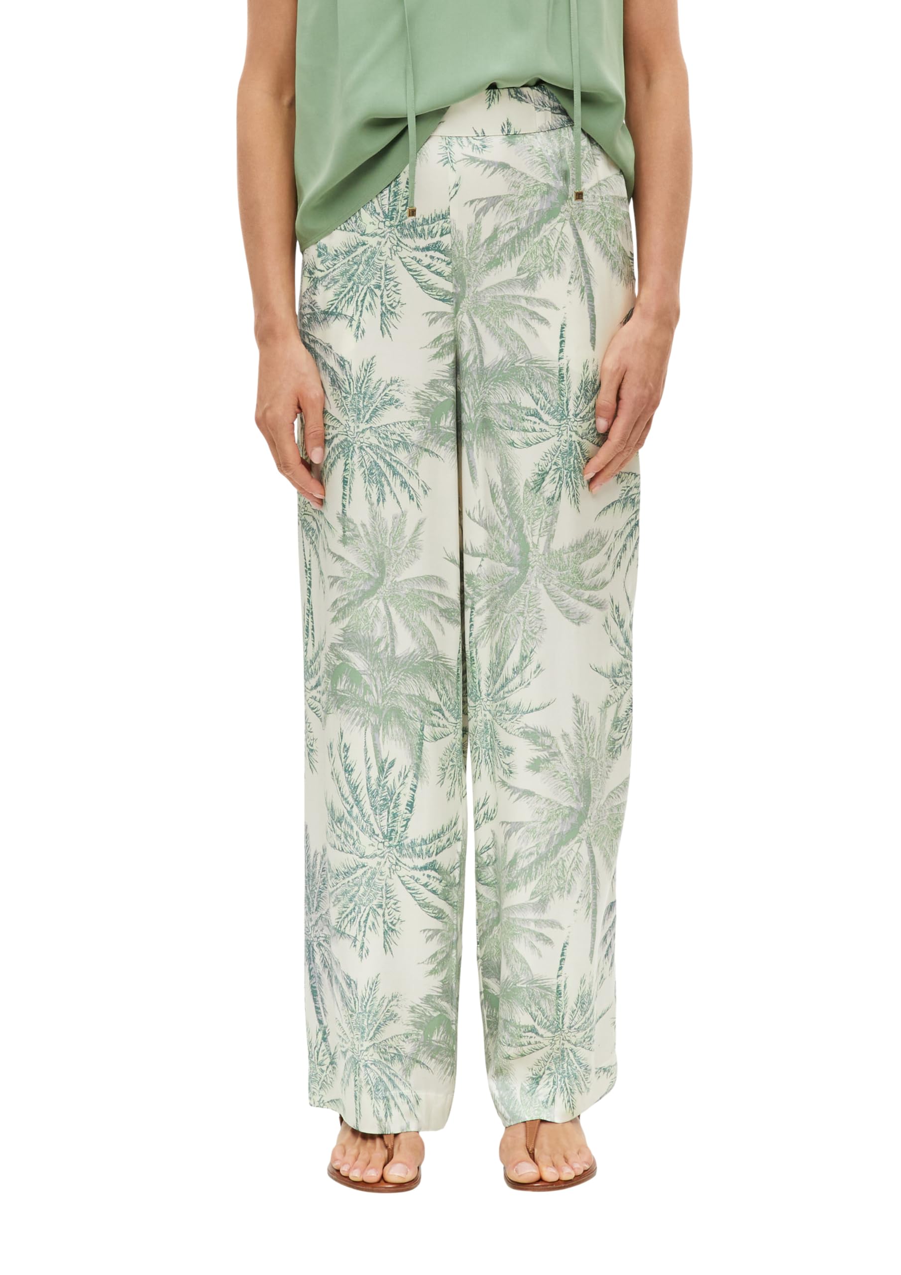 s.Oliver Trousers with All-Over Print, Wide Leg