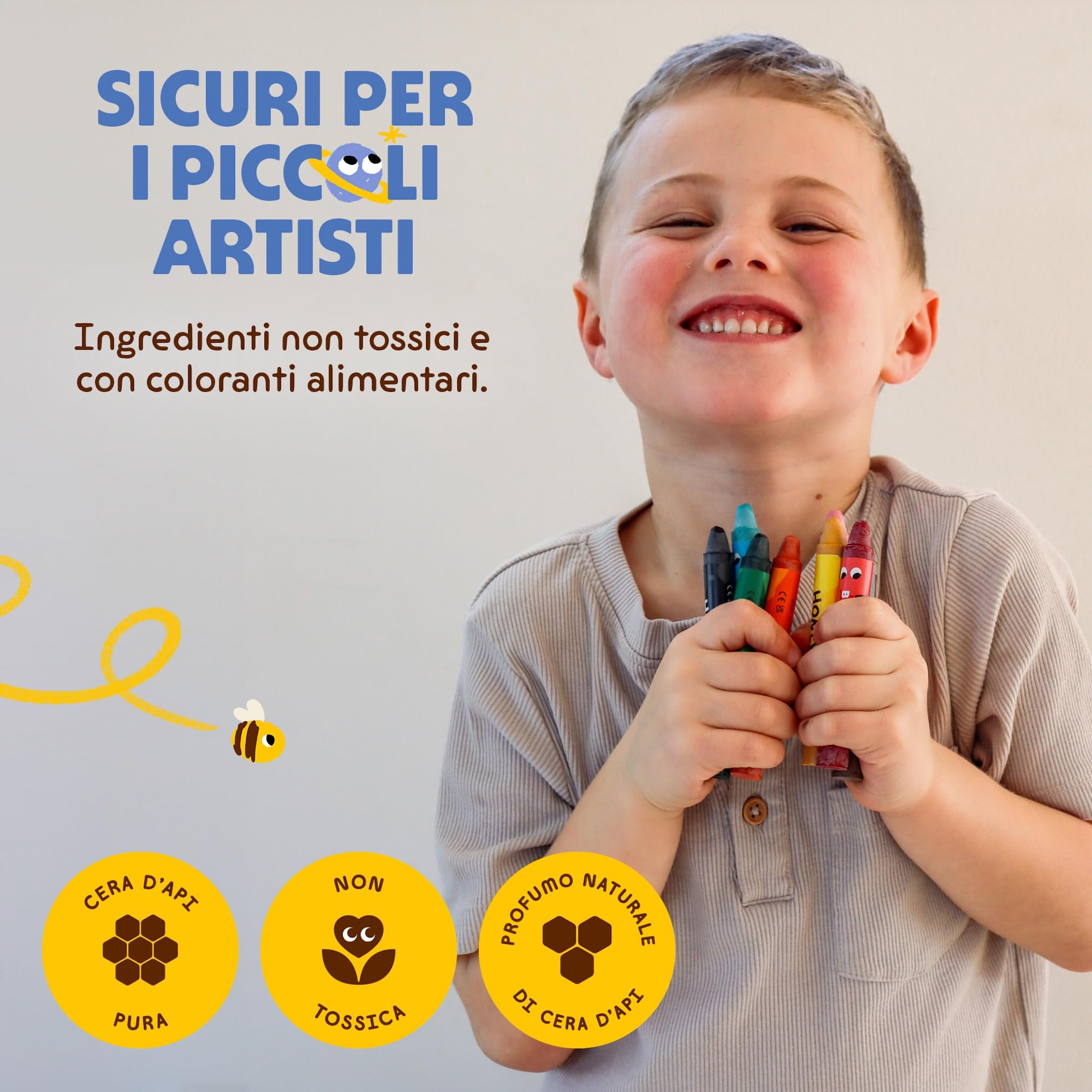 Honeysticks - Pastelli in 100% pura cera d’api (confezione da 8 pezzi, sottili). Naturali, atossici e sicuri per bambini di ogni età. Fatti a mano in Nuova Zelanda.