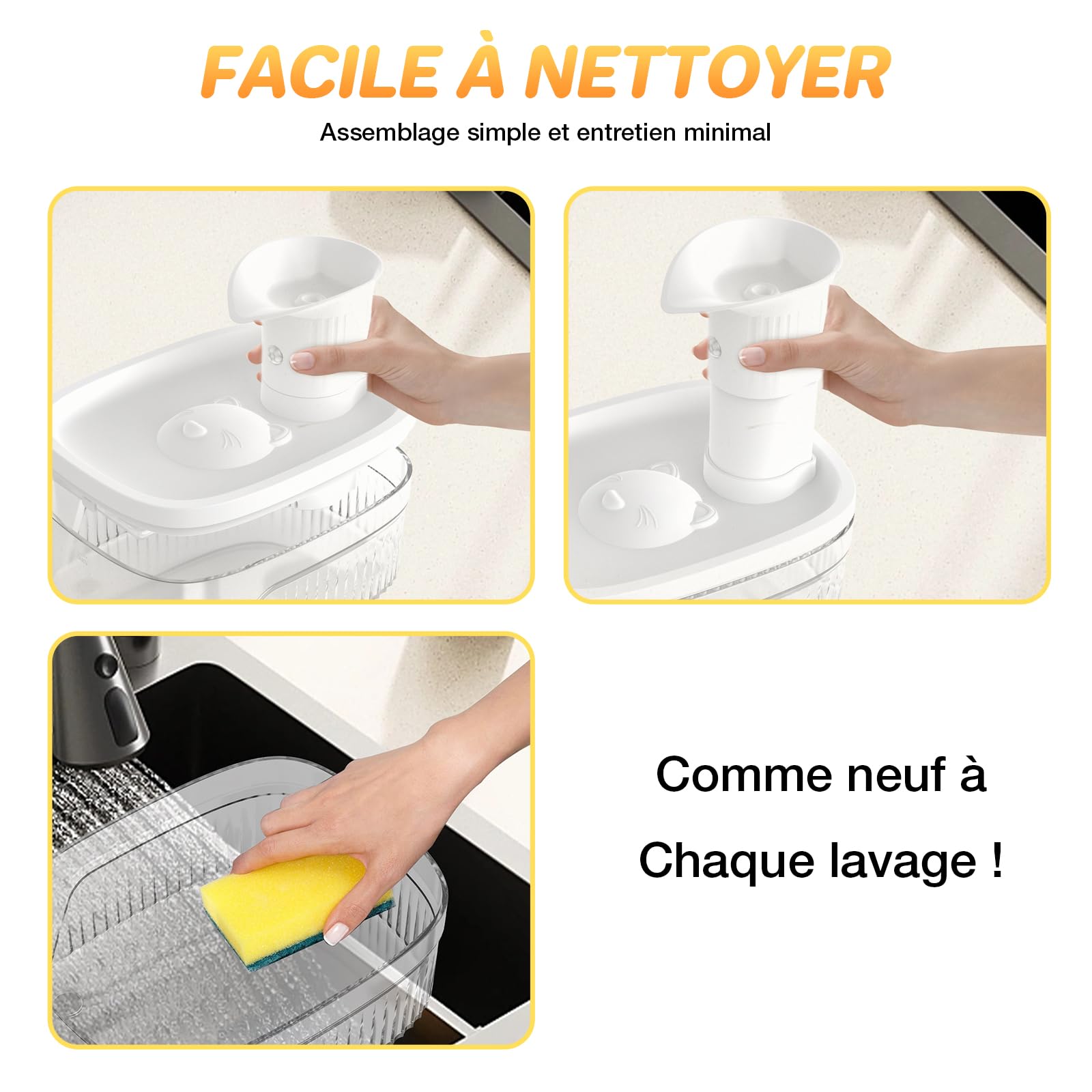 Fontaine a Eau Chat sans Fil 2,5 L, Abreuvoir Silencieux pour Chat