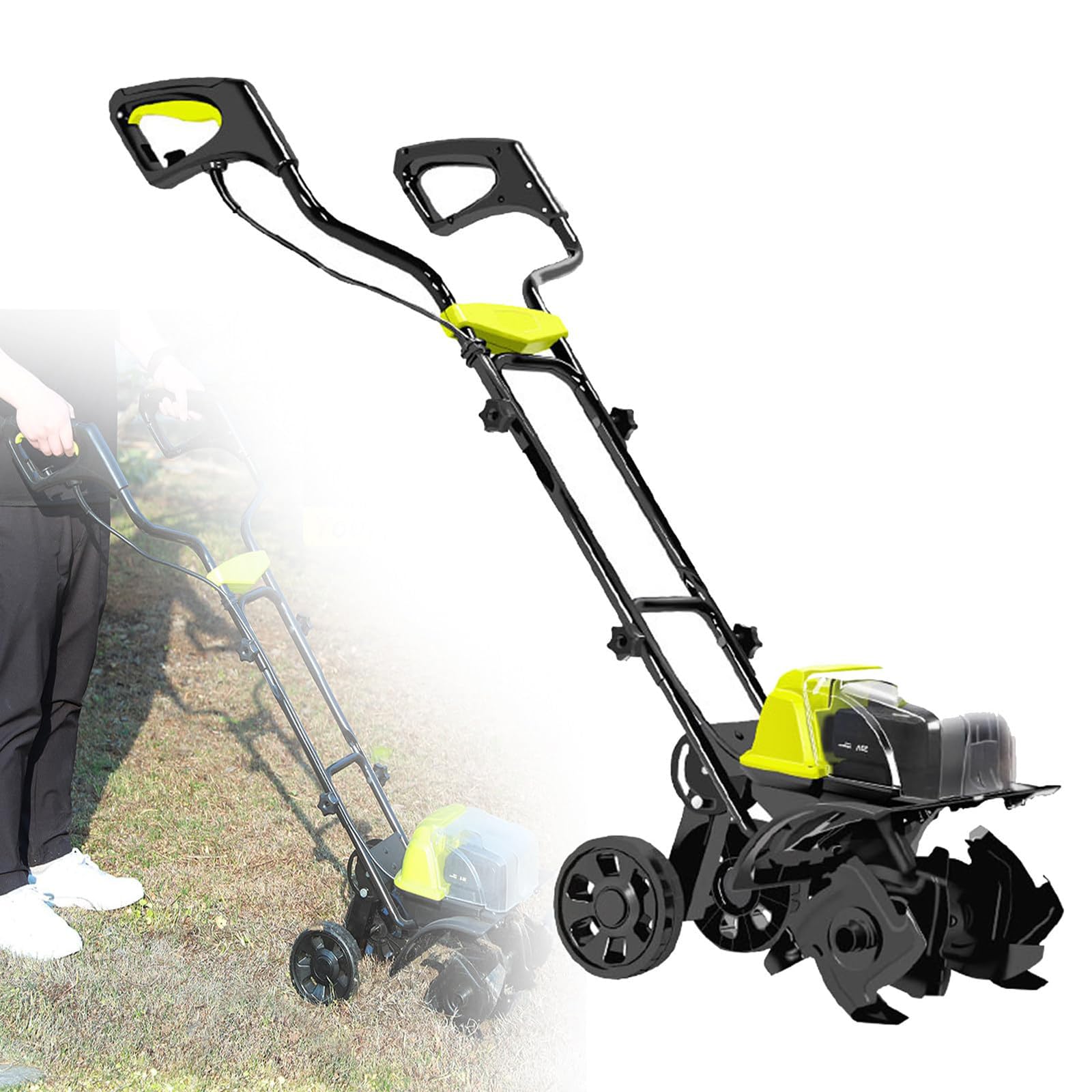 Kultywator elektryczny, elektryczna maszyna rotacyjna do ogrodu, kultywator akumulatorowy, mocny kultywator do gleby, szerokość robocza 36 cm, głębokość robocza 18 cm, do trawnika