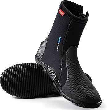 5mm Neoprene Dive Boots for Man Women with Anti-Slip Sole for Water Sports, Scuba Diving, Snorkeling, Rafting, Kayaking, Windsurfing, Wakeboarding, and Canoeing