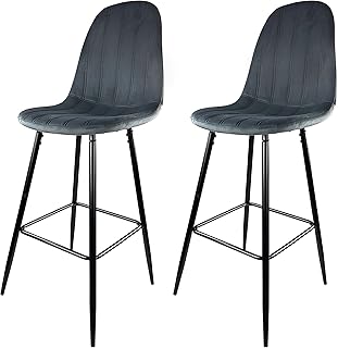 Requena 2x Bar Stools Fabric Upholstered seat...,
