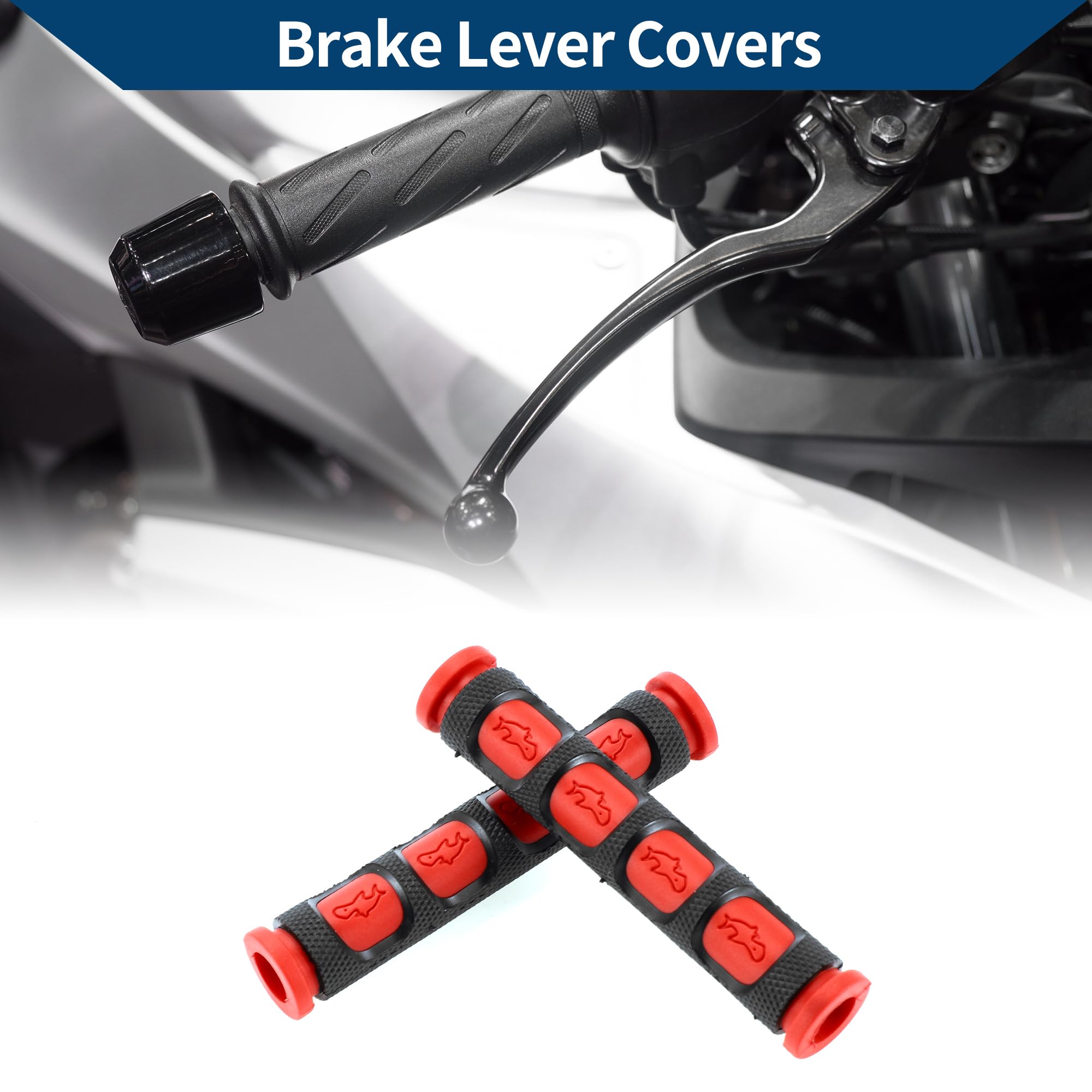 3/8" 10mm Copri Leva Freno Universale per Moto in Gomma Antiscivolo per Manopola Leva Freno per Moto Scooter Bicicletta Bici Rosso 1 Coppia