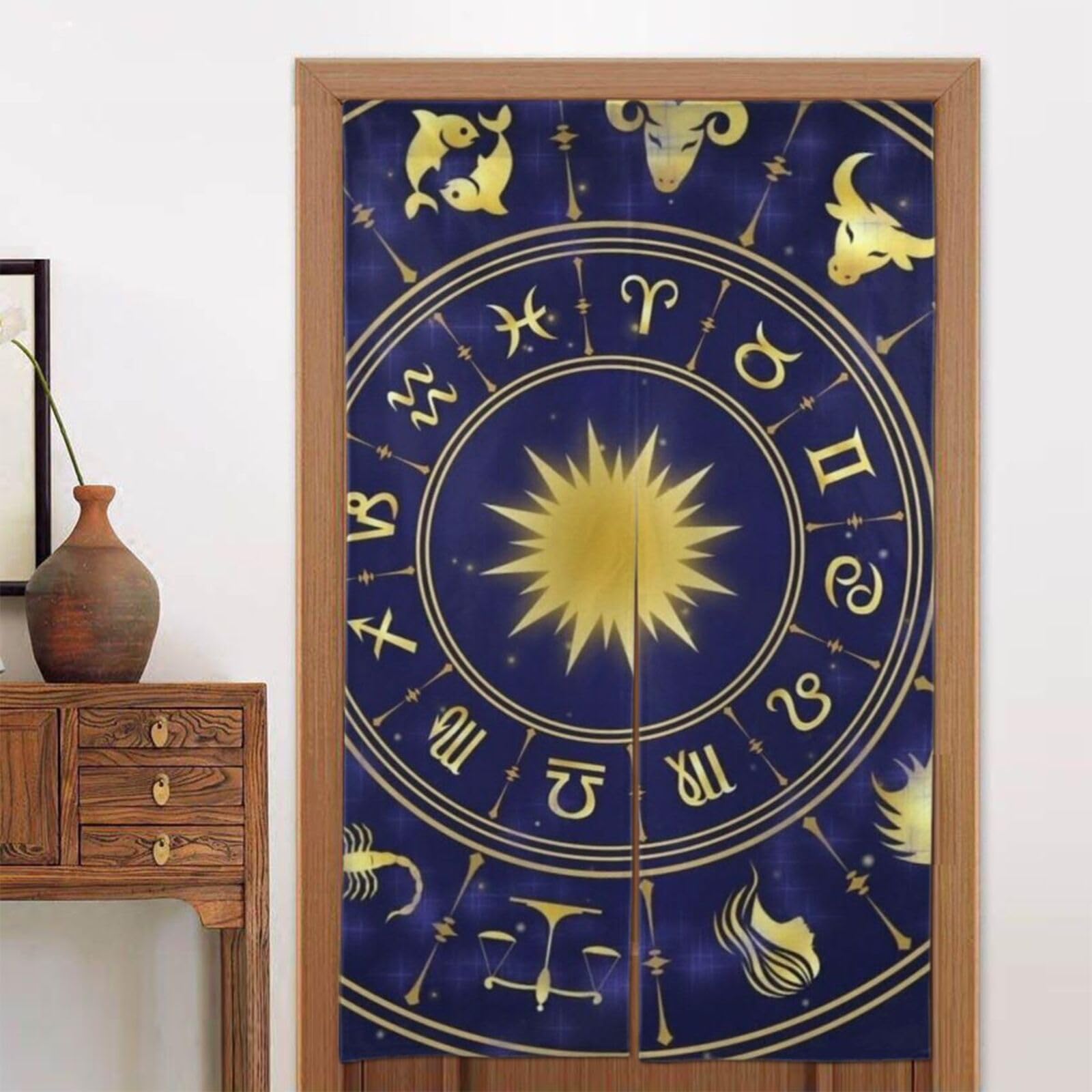 Amazon｜のれん 暖簾 遮光 十二星座 魔法陣 月 太陽 部屋仕切り