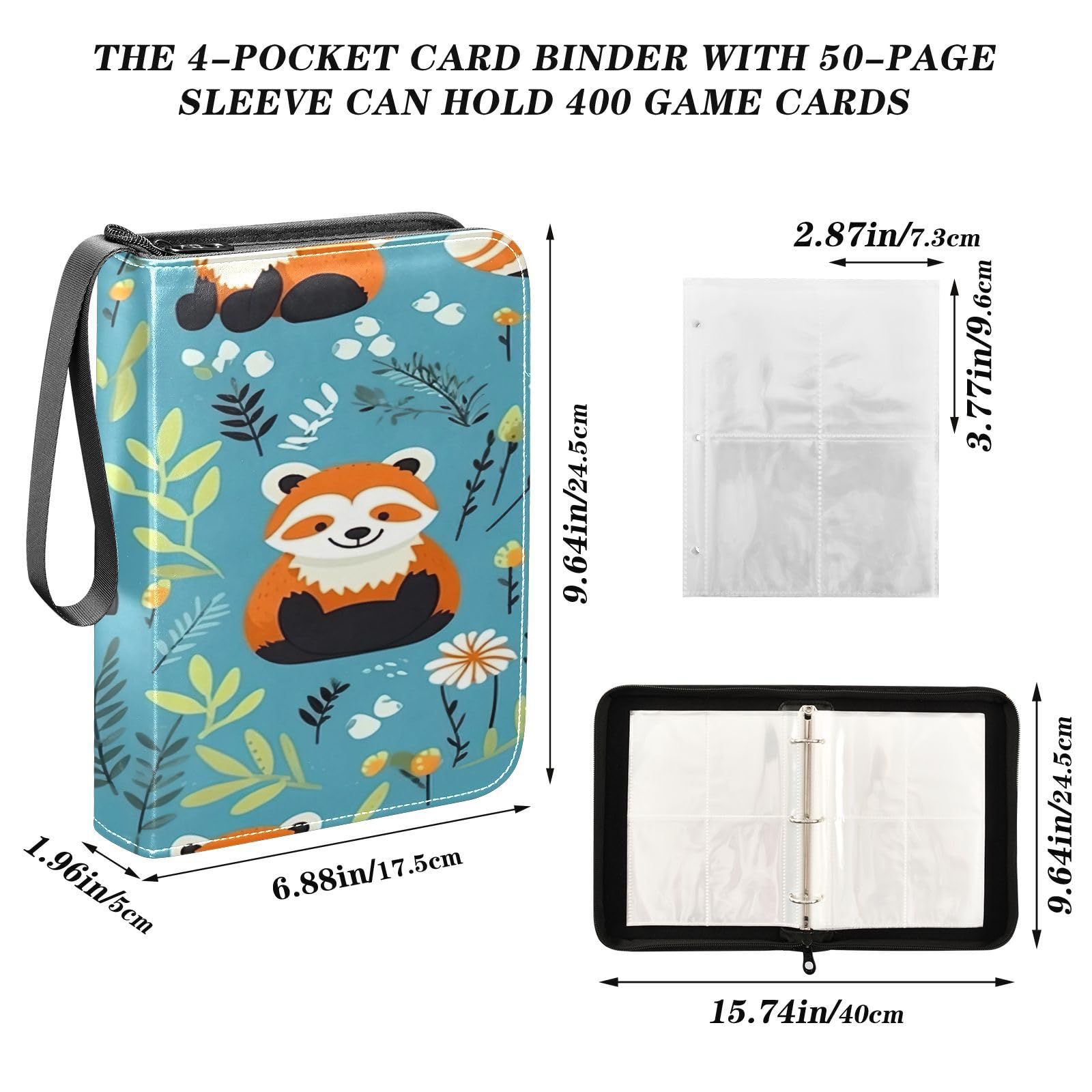 Amazon.com: Haskirky Cute Panda Collectible Trading Card Albums,4-Pocket  Card Binder with 50 Removable Sleeves with Zipper Game Card Collection  Binder Album Holder : Toys & Games