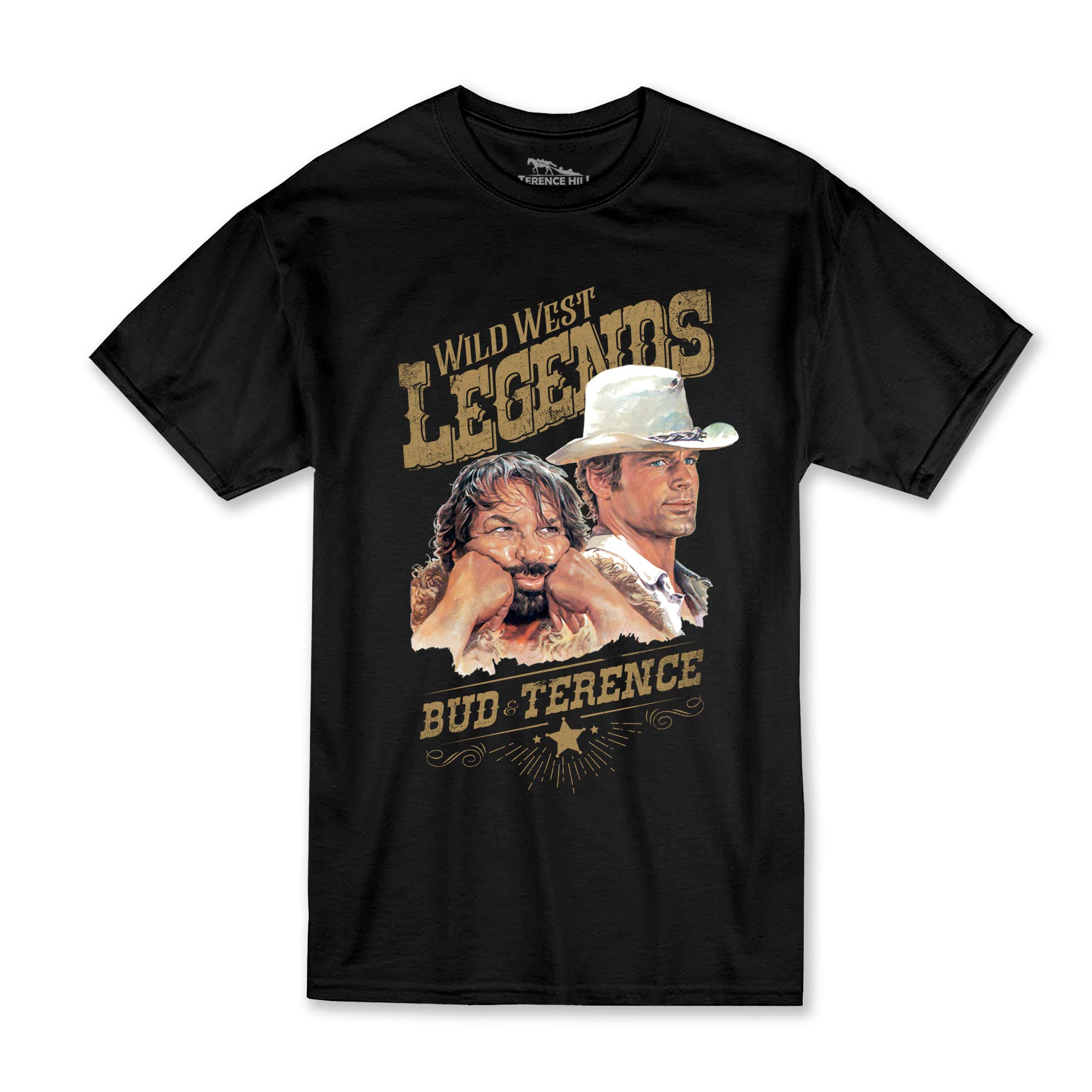 Terence Hill Bud Spencer Men's T-Shirt - Wild West Legends - Bud & Terence (Black) - Black - X-Large