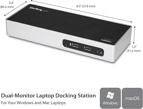 Miniatura 9 de StarTech.com 4K estación de acoplamiento para laptops, apta para doble video, DP y HDMI, USB 3.0, puerto de laptop universal 4K Ultra HD, Negro