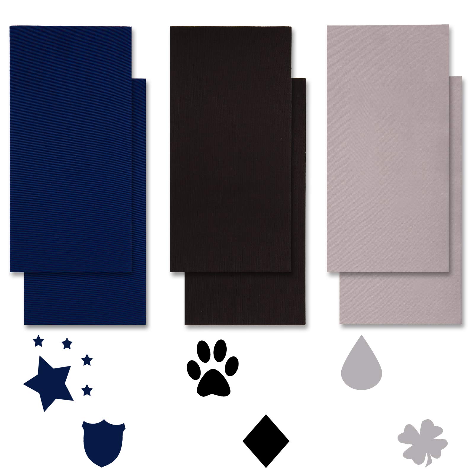 Whaline 6 Toppe Autoadesive In Nylon Per Riparazione Abbigliamento, Impermeabili, 3 Colori (nero, Grigio, Blu), 20x10 Cm