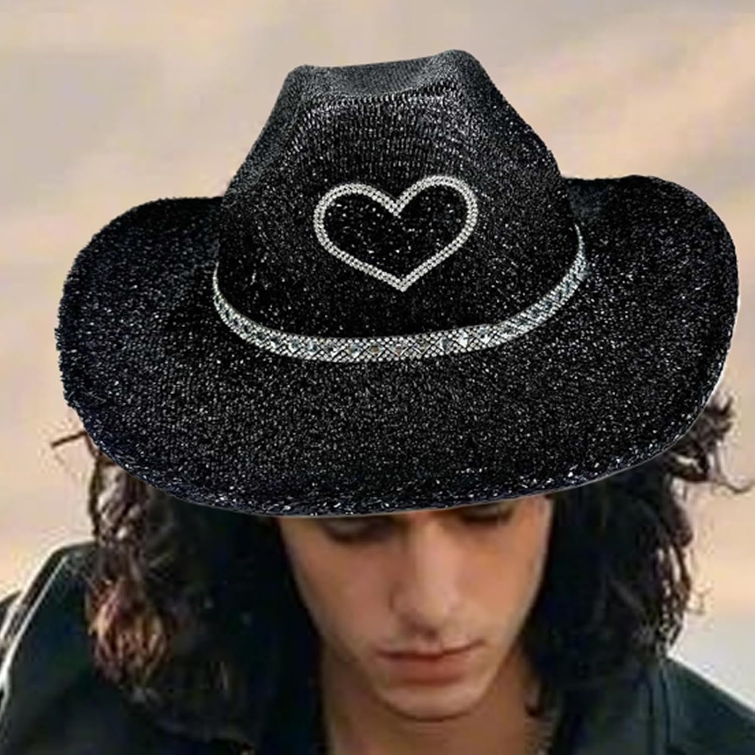 Glitter Cowboy Hat,Western Sparkly Disco Cowboy Hat - Costume Accessories, Cosplay Props for Halloween, Birthday Party