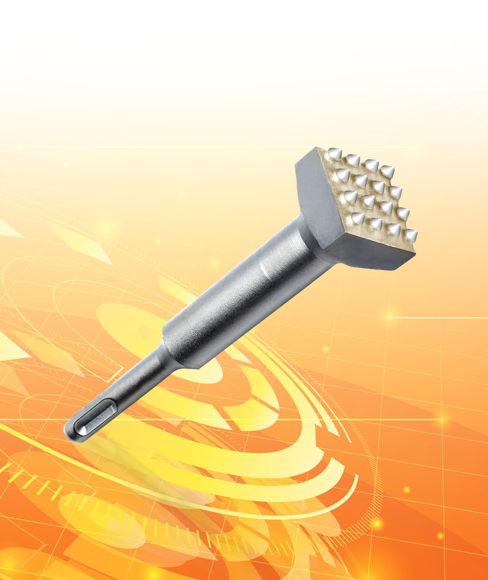 Bujarda SDS Plus, Cincel de Martillo Eléctrico Broca de Acero Aleado Cabeza Cuadrada 16 Dientes Broca de Martillo Eléctrico Para Uros/Losas/Puentes/Hormigón (SDS-Plus)