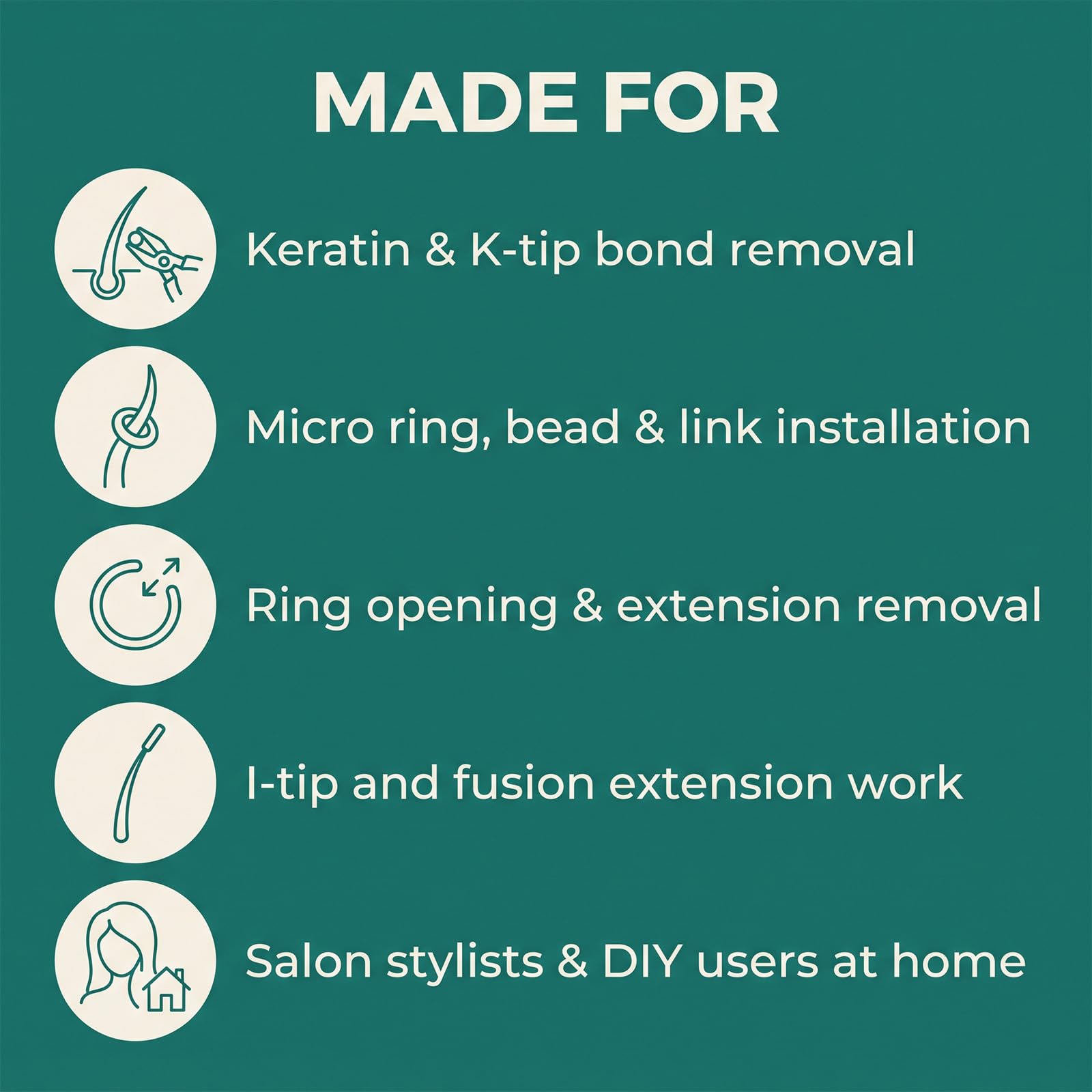 My Hair Tools Keratin K Tip Remover & Micro Ring Hair Extension Pinza Nero