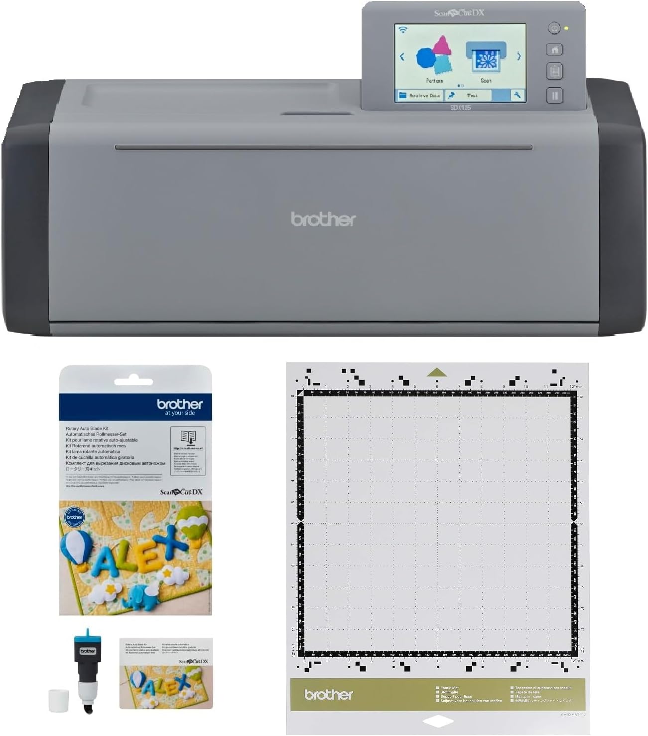 ScanNCut SDX125EGY Electronic DIY Cutting Machine with Scanner, Plus Rotary Auto Blade Kit and Fabric Mat