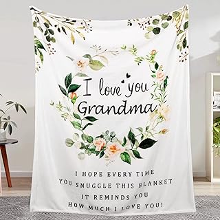 Gifts for Grandma, Gifts for Grandma, Grandma Birthday Gifts, Grandma Gifts from Grandkids, Great Grandma Gifts, I Love You Grandma Blanket, Soft Throw Blanket 60" x 50", White