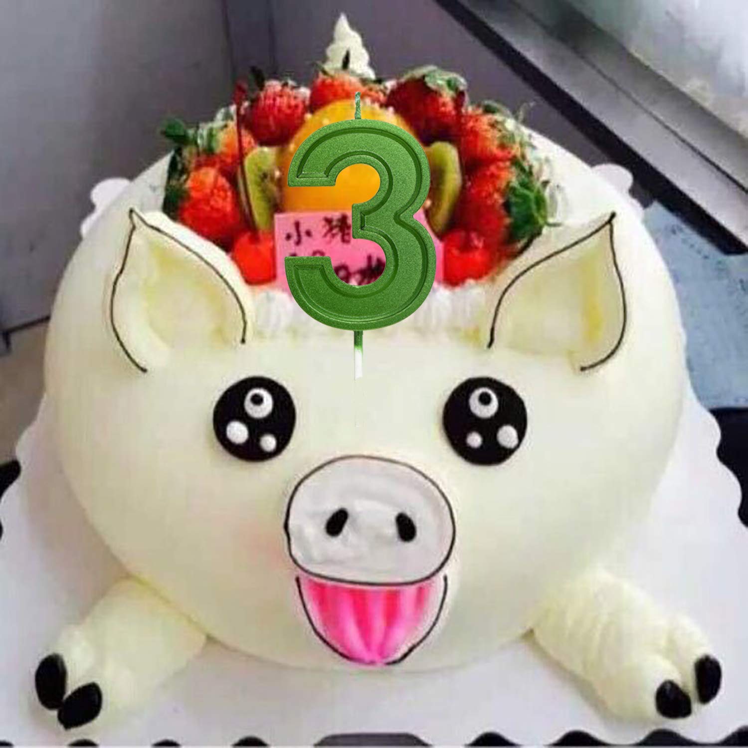 MEIMEI Velas de números grandes de 2.76 pulgadas, velas de cumpleaños, para decoración de tartas, números para cumpleaños, celebraciones, reuniones, aniversarios, fiestas, suministros (verde número 1)