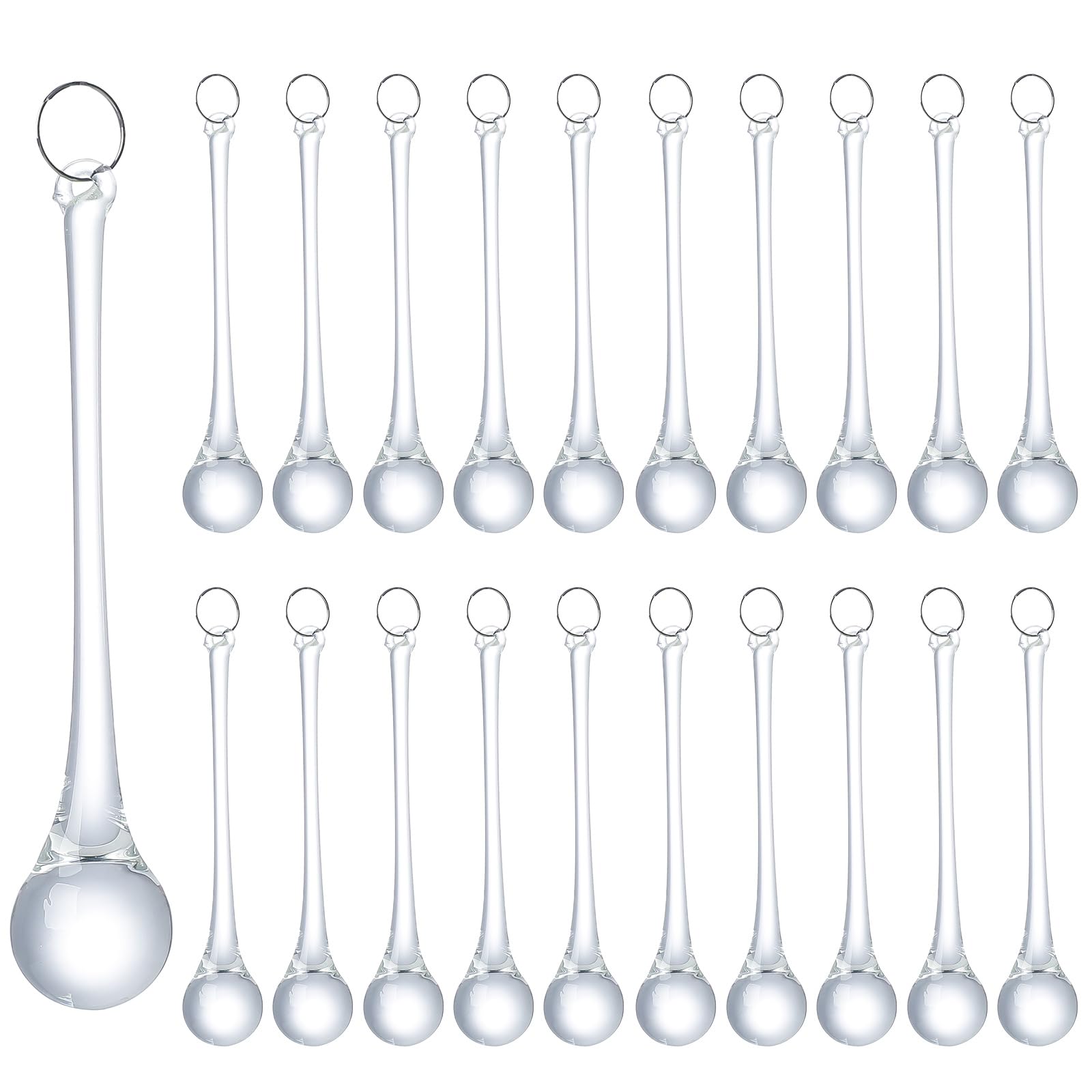 LONGWIN 20pcs 4inch Clear Crystal Glass Teardrop Ornaments