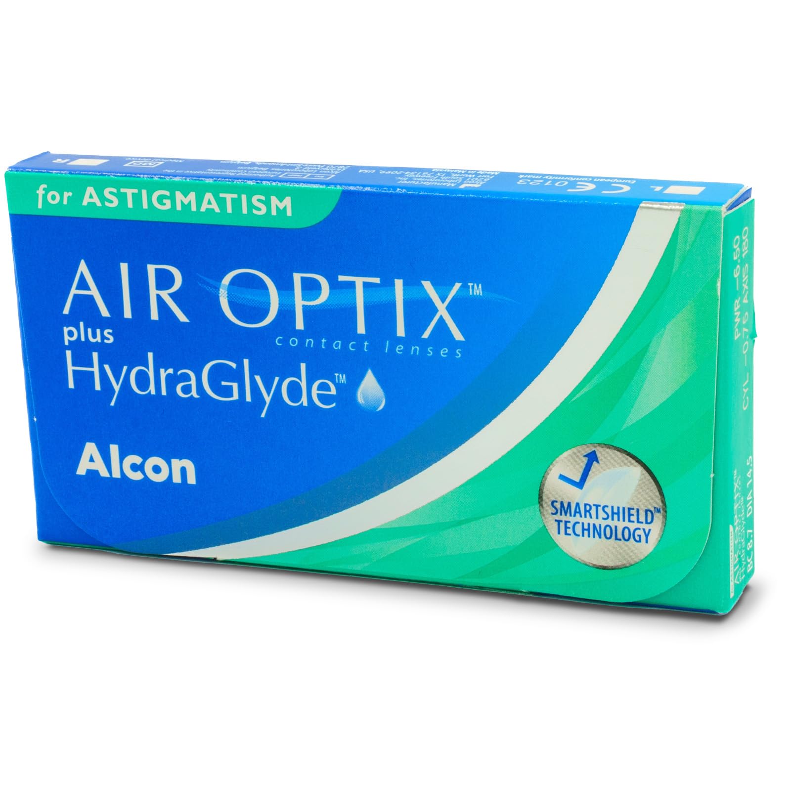 Air Optix Plus HydraGlyde for Astigmatism Lenti a Contatto Mensili, 6 Lenti, BC 8.7 mm, DIA 14.5 mm, CYL -1.75, Asse 180, -4.25 Diopt