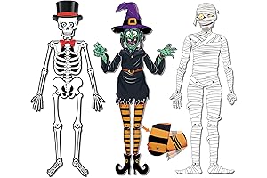 3 Pcs 50 Inch Large Halloween Jointed Skeletons Scary Vintage Jointed Witch...