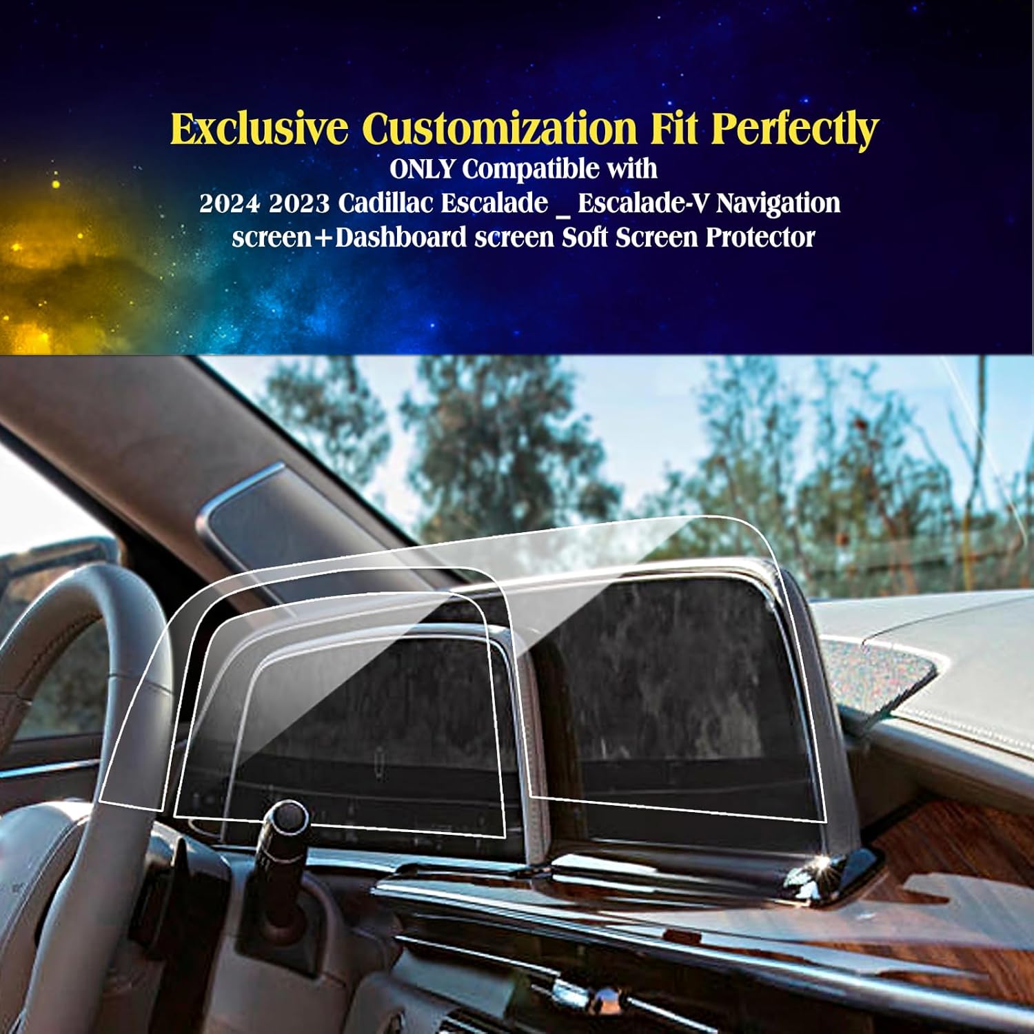 2PCS 2024 2023 Cadillac Escalade SOFT Screen Protector Compatible with 2024 2023 2022 2021 Cadillac Escalade/Escalade-V Navigation and Dashbord Display Screen Escalade Accessories 2023