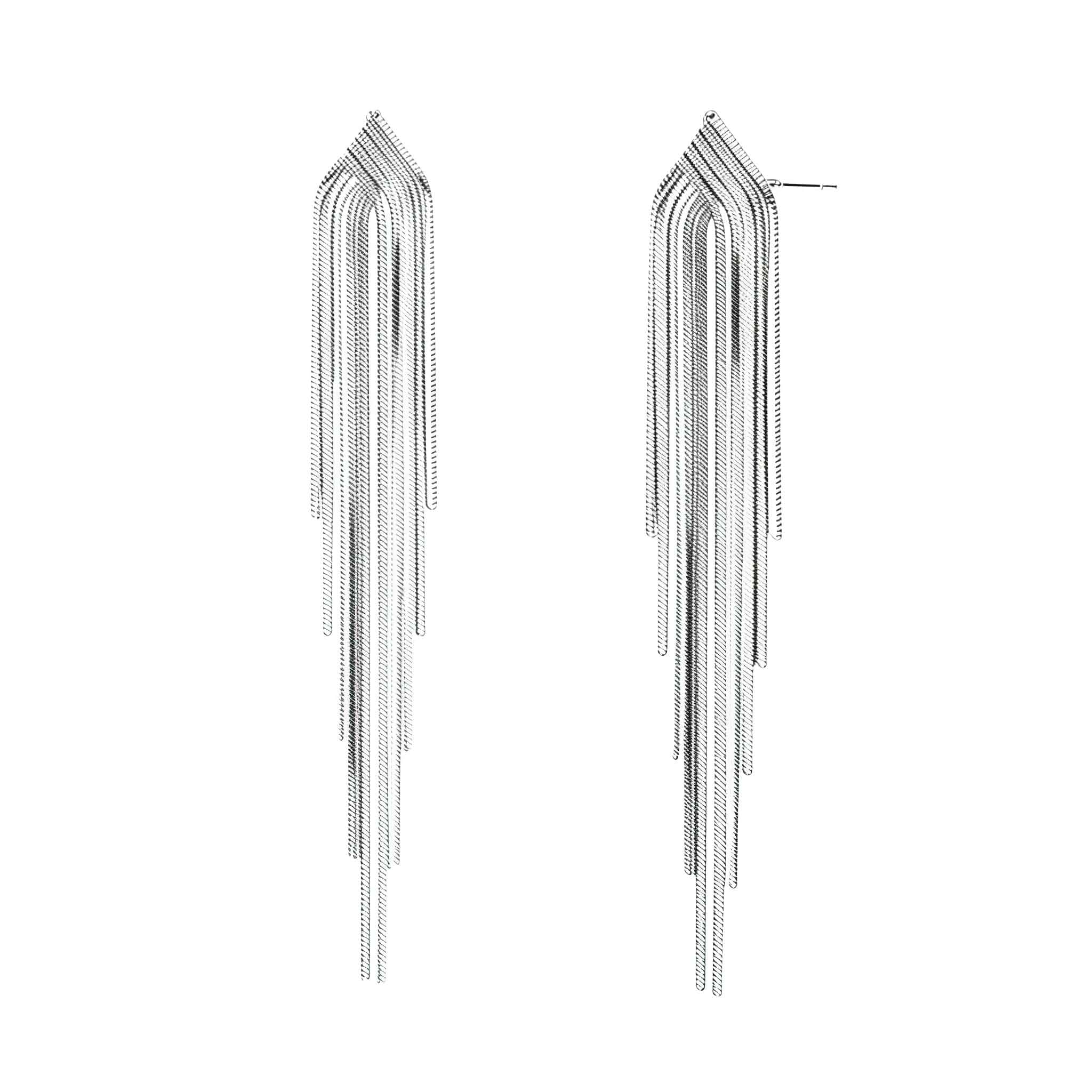 Long Tassel Earrings Waterfall Chain Linear Dangle Earring Lightweight Statement Fringe Drop Jewelry Wedding Bridesmaid Cocktail Party Daily Wear Trendy Bridal Evening Gift for Women