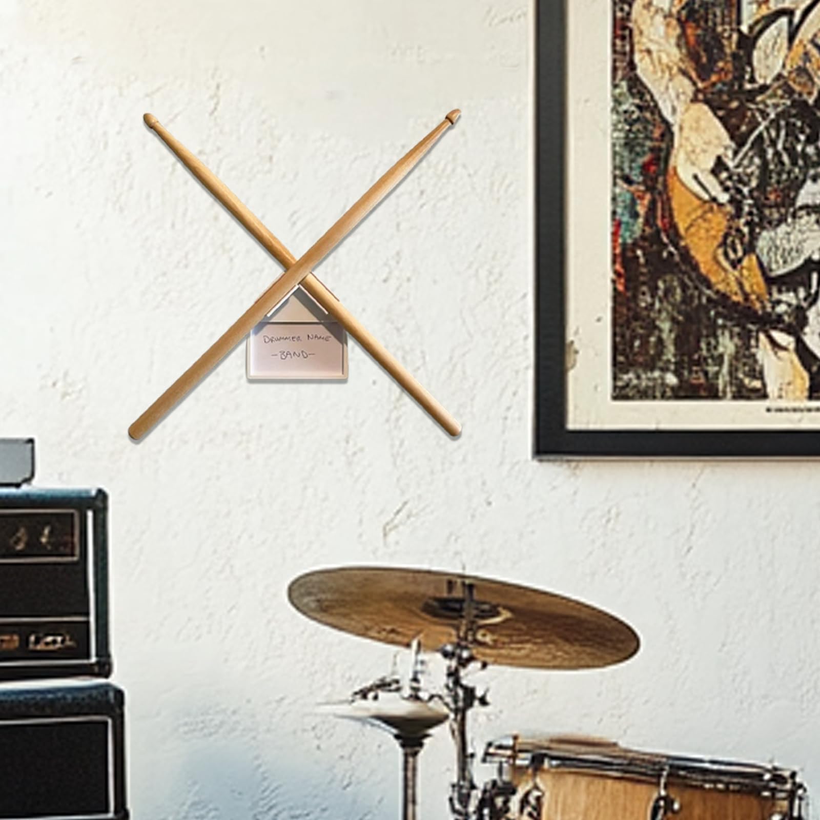 Drumstick Wall Mount for Pair of Drumsticks and Cards, Drumstick Display Stand for Drumstick Display and Collections, Wall Mount Drumstick Stand with Card Holder Inside